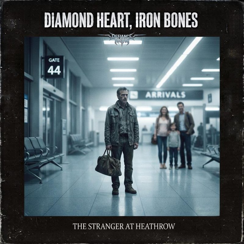 The Stranger at Heathrow, single cover from Diamond Heart, Iron Bones